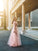 A-Line/Princess Tulle Applique Long Sleeves V-neck Floor-Length Dresses DEP0001850
