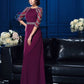 A-Line/Princess Scoop Beading 3/4 Sleeves Long Chiffon Mother of the Bride Dresses DEP0007189