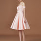 A-Line/Princess Applique Sweetheart Knee-Length Off-the-Shoulder Satin Bridesmaid Dresses DEP0005680