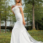 A-Line/Princess Charmeuse Lace Off-the-Shoulder Sleeveless Sweep/Brush Train Bridesmaid Dresses DEP0004991