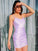 Sheath/Column Sleeveless Ruched Satin Spaghetti Straps Short/Mini Homecoming Dresses DEP0004560