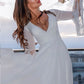 A-Line/Princess Lace V-neck Long Sleeves Sash/Ribbon/Belt Sweep/Brush Train Wedding Dresses DEP0005913