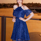 A-Line/Princess Lace Ruffles Halter Short Sleeves Knee-Length Junior/Girls Bridesmaid Dresses DEP0005884