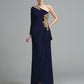 Sheath/Column One-Shoulder Embroidery Long Sleeves Long Spandex Dresses DEP0004047