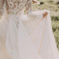 A-Line/Princess Applique Tulle Scoop Long Sleeves Sweep/Brush Train Wedding Dresses DEP0006074