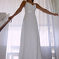 Sheath/Column Chiffon Lace Spaghetti Straps Sleeveless Floor-Length Wedding Dresses DEP0006094