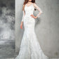 Sheath/Column Sheer Neck Lace Long Sleeves Long Net Wedding Dresses DEP0006518
