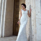 Trumpet/Mermaid V-neck Applique Sleeveless Long Net Wedding Dresses DEP0006703