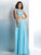 A-Line/Princess Sheer Neck Applique Short Sleeves Long Chiffon Two Piece Dresses DEP0002721