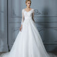 Ball Gown V-neck Long Sleeves Court Train Lace Tulle Wedding Dresses DEP0006228