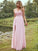 A-Line/Princess Chiffon Applique Scoop Short Sleeves Floor-Length Bridesmaid Dresses DEP0004951