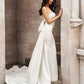 Sheath/Column Satin Ruched Strapless Sleeveless Court Train Wedding Dresses DEP0006447