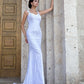 Sheath/Column Straps Lace Sleeveless Long Lace Wedding Dresses DEP0006731