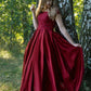 Ball Gown Off-the-Shoulder Sleeveless Floor-Length Applique Satin Dresses DEP0004633