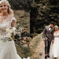 A-Line/Princess Tulle Applique Scoop Sweep/Brush Train Sleeveless Wedding Dresses DEP0006720