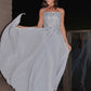 A-Line/Princess Chiffon Applique Square Sleeveless Floor-Length Dresses DEP0004743
