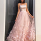 A-Line/Princess Tulle Hand-Made Flower Straps Floor-Length Sleeveless Dresses DEP0001467