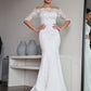Sheath/Column Lace Ruffles Off-the-Shoulder 1/2 Sleeves Sweep/Brush Train Wedding Dresses DEP0005995