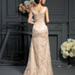 A-Line/Princess V-neck Lace Sleeveless Long Elastic Woven Satin Mother of the Bride Dresses DEP0007061