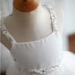 A-line/Princess Spaghetti Straps Sleeveless Beading Sweep/Brush Train Tulle Flower Girl Dresses DEP0007560