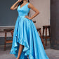A-Line/Princess Satin Ruffles V-neck Sleeveless Asymmetrical Dresses DEP0001559