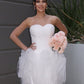 A-Line/Princess Organza Ruched Sweetheart Sleeveless Short/Mini Wedding Dresses DEP0006057