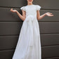 A-Line/Princess Chiffon Ruffles Scoop Short Sleeves Floor-Length Junior/Girls Bridesmaid Dresses DEP0005874