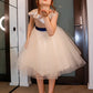 A-Line/Princess Tulle Sash/Ribbon/Belt Scoop Short Sleeves Knee-Length Flower Girl Dresses DEP0007482