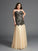 Sheath/Column Spaghetti Straps Applique Sleeveless Long Net Plus Size Dresses DEP0003960