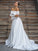 A-Line/Princess Satin Lace Off-the-Shoulder Long Sleeves Sweep/Brush Train Wedding Dresses DEP0006508