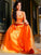 A-Line/Princess Tulle Applique V-neck Sleeveless Floor-Length Two Piece Dresses DEP0004865