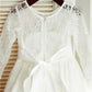 A-line/Princess Scoop Long Sleeves Bowknot Ankle-Length Lace Flower Girl Dresses DEP0007709