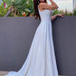 A-Line/Princess Satin Ruffles V-neck Sleeveless Sweep/Brush Train Wedding Dresses DEP0006087