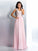 A-Line/Princess V-neck Applique Sleeveless Long Chiffon Dresses DEP0002658