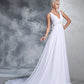 A-Line/Princess V-neck Beading Sleeveless Long Chiffon Wedding Dresses DEP0006646
