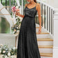 A-Line/Princess Sequins Ruched Straps Sleeveless Floor-Length Bridesmaid Dresses DEP0004943