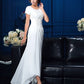 A-Line/Princess Scoop Short Sleeves High Low Chiffon Mother of the Bride Dresses DEP0007119