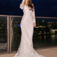 Sheath/Column Lace Off-the-Shoulder Long Sleeves Court Train Wedding Dresses DEP0006120