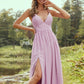 A-Line/Princess Chiffon Ruffles V-neck Sleeveless Floor-Length Bridesmaid Dresses DEP0004969