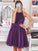 A-Line/Princess Sleeveless Beading Tulle Halter Short/Mini Homecoming Dresses DEP0004685