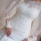 Trumpet/Mermaid Long Sleeves Off-the-Shoulder Sweep/Brush Train Applique Lace Tulle Wedding Dresses DEP0006432