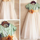 A-line/Princess Short Sleeves Scoop Sequin Tea-Length Tulle Flower Girl Dresses DEP0007865