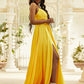A-Line/Princess Silk like Satin Ruffles V-neck Sleeveless Floor-Length Dresses DEP0004878