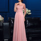 A-Line/Princess Scoop Beading 3/4 Sleeves Long Chiffon Mother of the Bride Dresses DEP0007135