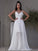 A-Line/Princess Applique Chiffon V-neck Sleeveless Sweep/Brush Train Wedding Dresses DEP0006445