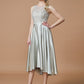 A-Line/Princess Bateau Sleeveless Ruffles Asymmetrical Silk like Satin Bridesmaid Dresses DEP0005019