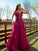 A-Line/Princess Tulle Applique V-neck Sleeveless Floor-Length Dresses DEP0001520