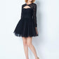A-Line/Princess High Neck Long Sleeves Lace Short/Mini Net Dresses DEP0008616