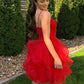 A-Line/Princess Spaghetti Straps Ruffles Sleeveless Tulle Short/Mini Homecoming Dresses DEP0004606