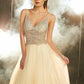 Ball Gown V-neck Sleeveless Beading Floor-length Tulle Dresses DEP0002487